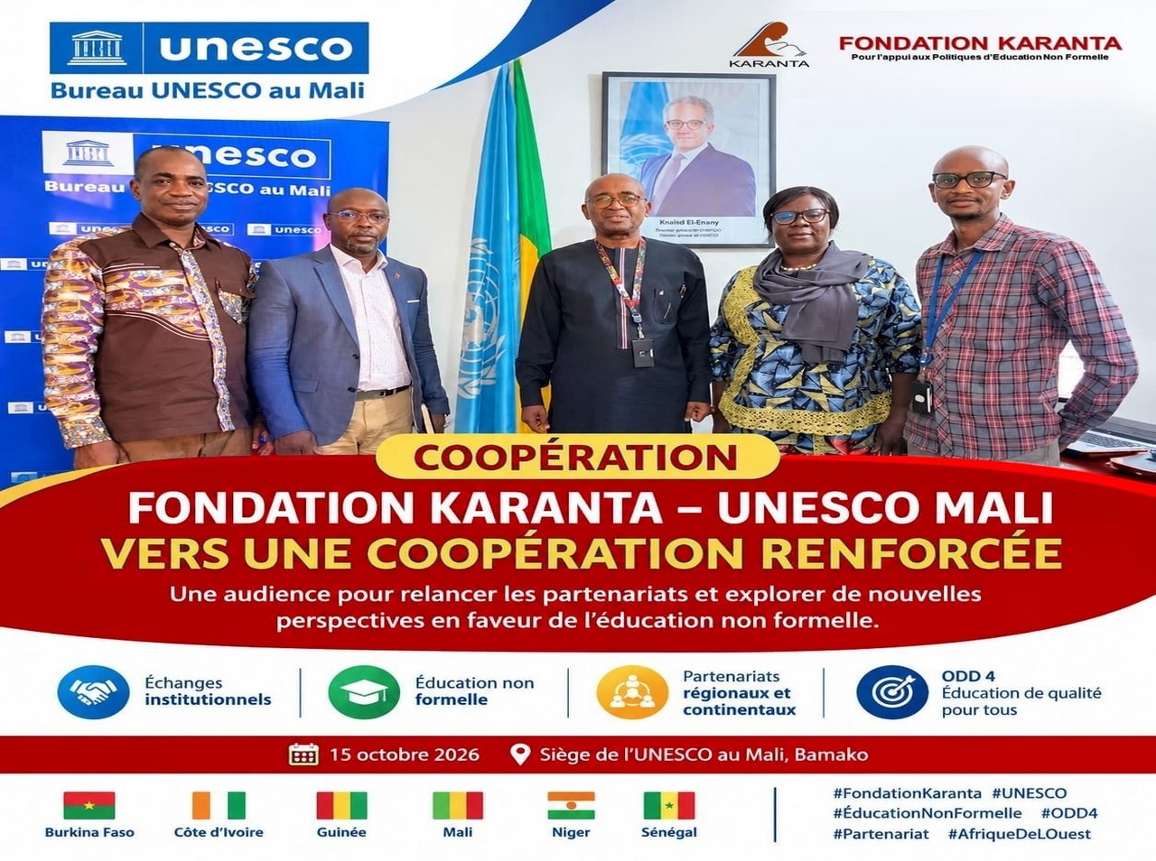 Renforcement du partenariat entre la Fondation Karanta et l’UNESCO pour la promotion de l’Alphabétisation, de l’éducation non formelle et des langues nationales 